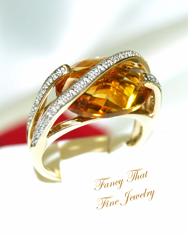 <b>Description: </b>14ky Citrine and Diamond Ring - Call for pricing